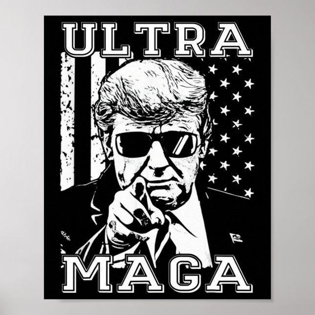Ultra MAGA  Fun Anti Biden US Flag Pro Trump Trend Poster (Front)