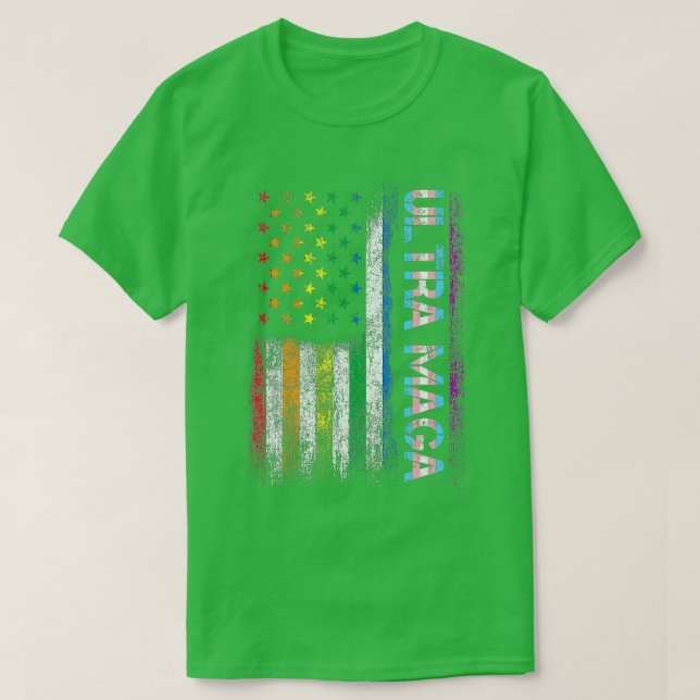 Ultra Maga LGBT Pride Gay For Trump US Flag Ultra  T-Shirt (Design Front)