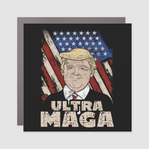 Ultra Maga Proud Republican Pro Trump USA Flag Dis Car Magnet