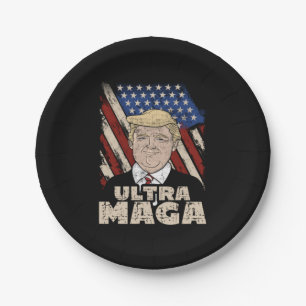 Ultra Maga Proud Republican Pro Trump USA Flag Dis Paper Plates
