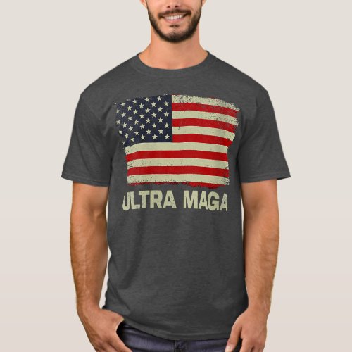 Ultra Maga Proud Ultra Maga Vintage us Flag T_Shirt