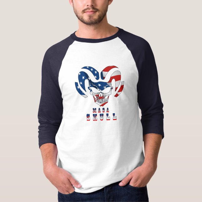 Ultra Maga Skull | Men's Basic 3/4 Sleeve Raglan T-Shirt (Front)