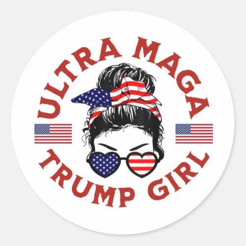 Ultra Maga Trump Girl Classic Round Sticker