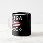 Ultra MAGA, Trump Maga, Republican gifts, American Two-Tone Coffee Mug (Front Left)