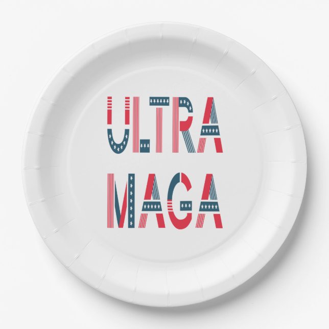 Ultra MAGA Trump Patriotic Republican Conservative Paper Plates (Front)