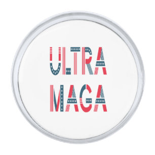 Ultra MAGA Trump Patriotic Republican Conservative Silver Finish Lapel Pin