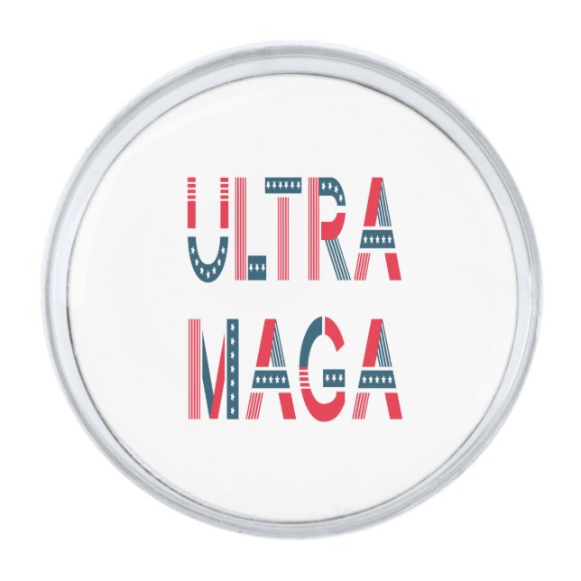 Ultra MAGA Trump Patriotic Republican Conservative Silver Finish Lapel Pin (Front)