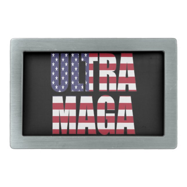 Ultra MAGA Trump Supporter ⛳   Great Again USA  Belt Buckle (Front)