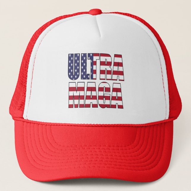 Ultra MAGA Trump Supporter 💡  Great Again USA  Trucker Hat (Front)