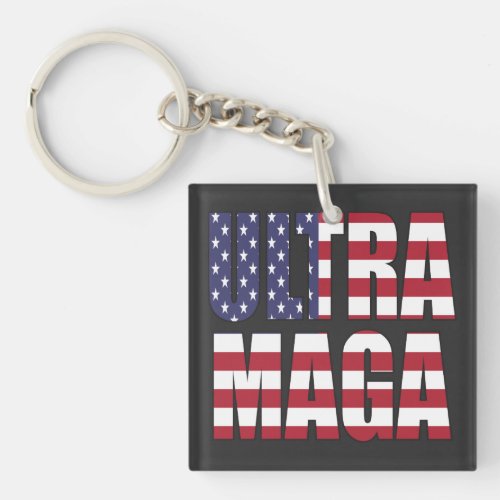 ULTRA MAGA TRUMP SUPPORTER GREAT USA KEYCHAIN