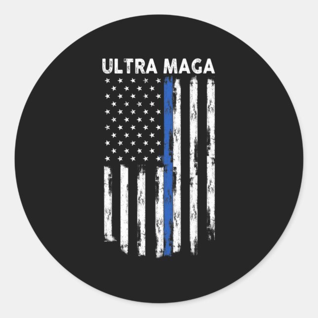 Ultra Maga US Flag Proud Ultra Maga  Classic Round Sticker (Front)
