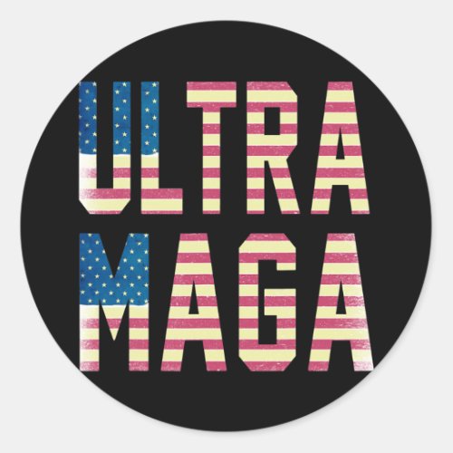 Ultra MAGA USA Flag Pro American Pro Freedom Classic Round Sticker