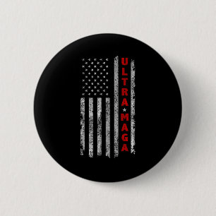 Ultra MAGA  Vintage American Flag Ultra MAGA   Button