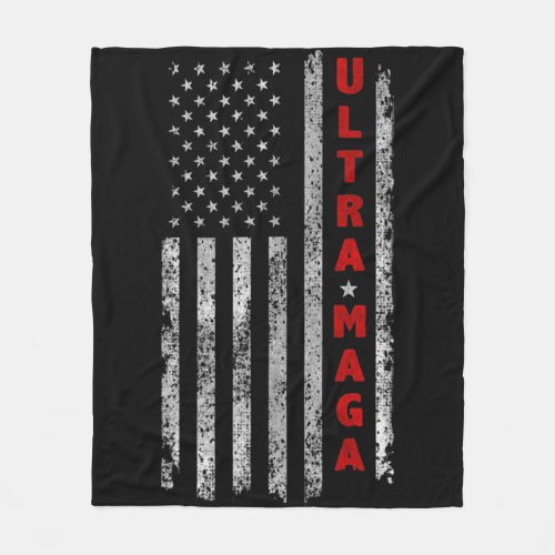 Ultra MAGA  Vintage American Flag Ultra MAGA   Fleece Blanket