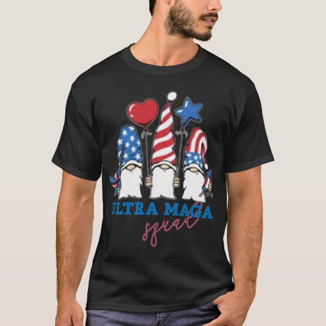 Ultra mega Squad Gnomes USA flag support Trump the T-Shirt (Front)