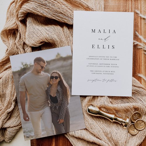 Ultra Minimal  Calligraphy Accent  Photo Invitation