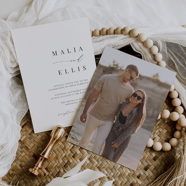 Ultra Minimal | Calligraphy Accent Photo Wedding Invitation (Creator Uploaded)