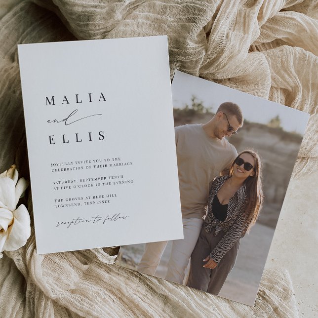 Ultra Minimal | Calligraphy Accent Photo Wedding Invitation (Creator Uploaded)