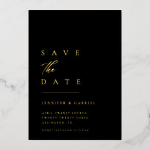 Ultra-Minimal Gold Typography Save the Date   Foil Invitation