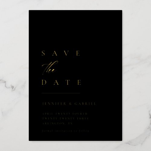 Ultra_Minimal Gold Typography Save the Date  Foil Invitation