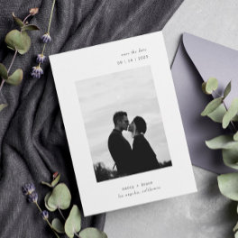 Ultra Minimal Modern Typography Photo Wedding Save The Date