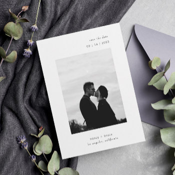 Ultra Minimal Modern Typography Photo Wedding Save The Date by AtelierAdair at Zazzle