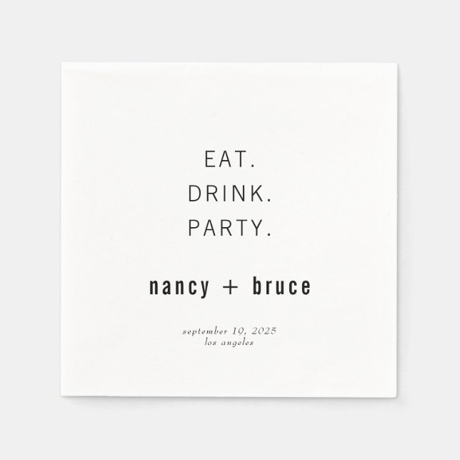 Ultra Minimal Modern Typography Wedding Welcome Napkins (Front)