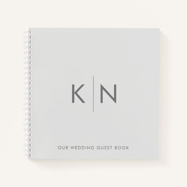 Ultra Minimal Monogram Wedding Guest Book (Front)