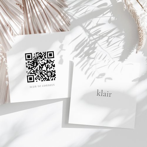Ultra Minimal Name  QR Code Square Business Card