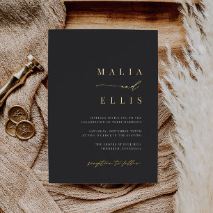 Ultra Minimal Right   Calligraphy Accent Wedding Foil Invitation