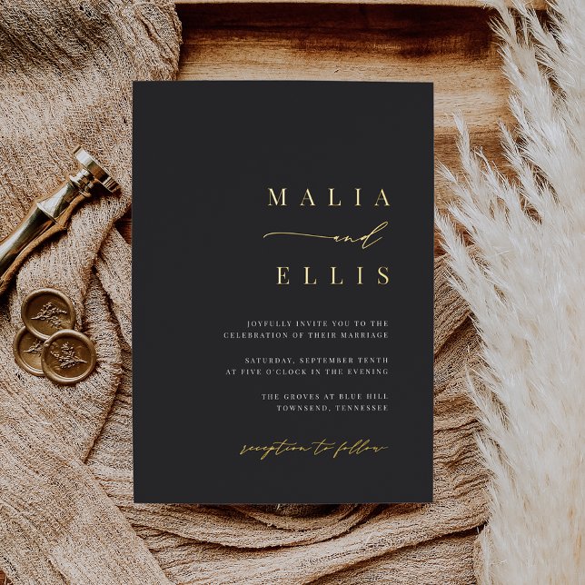 Ultra Minimal Right | Calligraphy Accent Wedding Foil Invitation (Creator Uploaded)