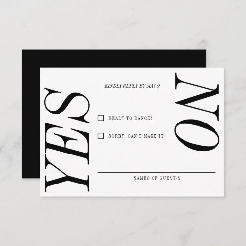 Ultra Minimal Typography Black White Wedding RSVP Card