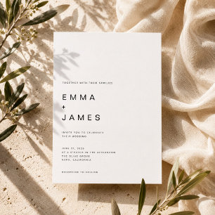 Ultra Minimalist Modern Typography Wedding Invitation