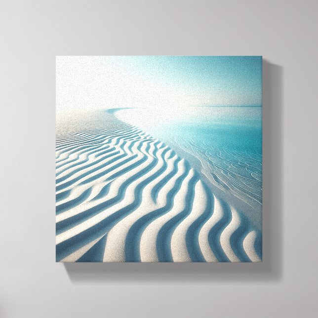 Ultra-Minimalist White Sand Ripples with Endless  Canvas Print (Front)