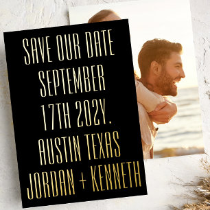 Ultra Modern 2 Sided Big Bold Photo Back Wedding Foil Invitation