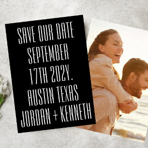 Ultra Modern 2 Sided Big Bold Photo Back Wedding Save The Date