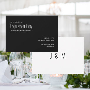 Ultra Modern B/W Engagement Party Invitation