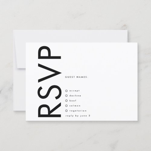 Ultra Modern Big Bold Names Minimalist Wedding RSVP Card