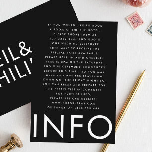 Ultra Modern Big Bold Names Wedding Details Enclosure Card