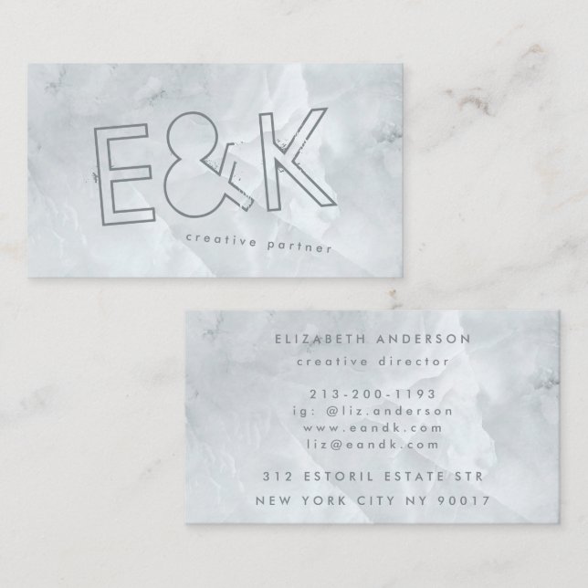 Ultra Modern Big Funky Script Quartz Marble Business Card (Front/Back)