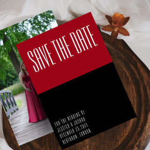 Ultra Modern Black and Red Photo Wedding Invitation