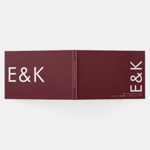 Ultra Modern Bold Big Monogram Burgundy Maroon Guest Book