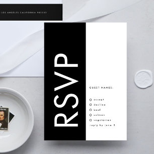 Ultra Modern Bold Big Monogram Funky Wedding RSVP Card