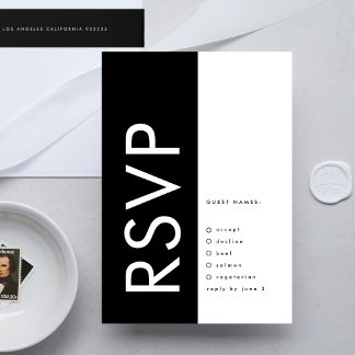 Ultra Modern Bold Big Monogram Funky Wedding RSVP Card