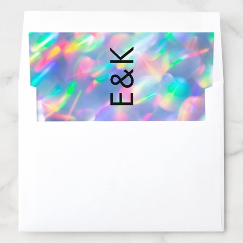 Ultra Modern Bold Big Monogram Iridescent Wedding Envelope Liner