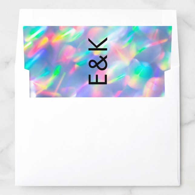 Ultra Modern Bold Big Monogram Iridescent Wedding Envelope Liner (In Envelope)