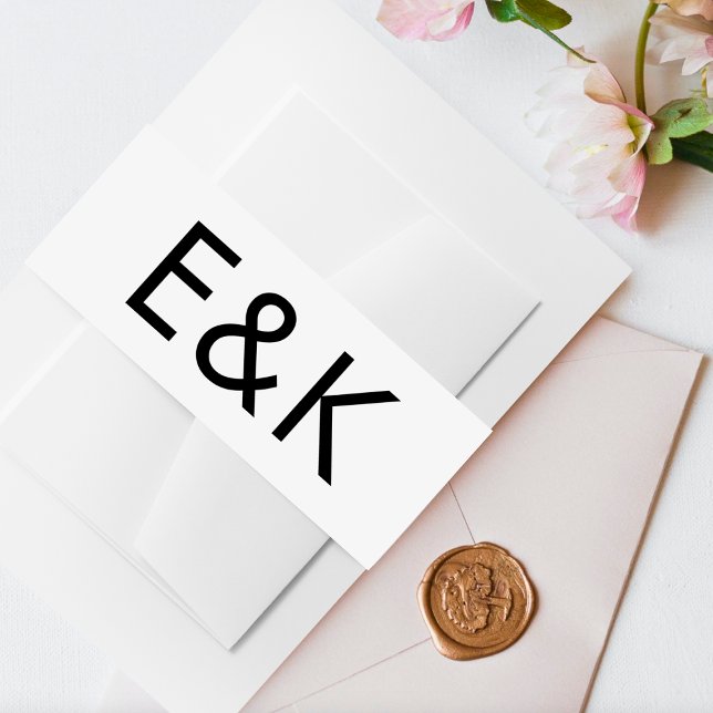 Ultra Modern Bold Big Monogram Minimalist Wedding Invitation Belly Band (Creator Uploaded)