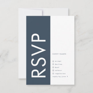Ultra Modern Bold Big Monogram Navy Blue Wedding RSVP Card