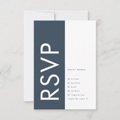 Ultra Modern Bold Big Monogram Navy Blue Wedding RSVP Card