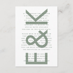 Ultra Modern Bold Big Monogram Sage Green Wedding Enclosure Card